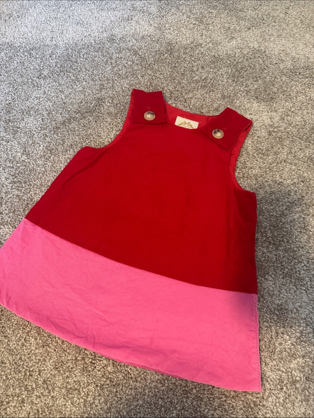 The Beaufort Bonnet Company Red and Pink Colorblock Girls Dress